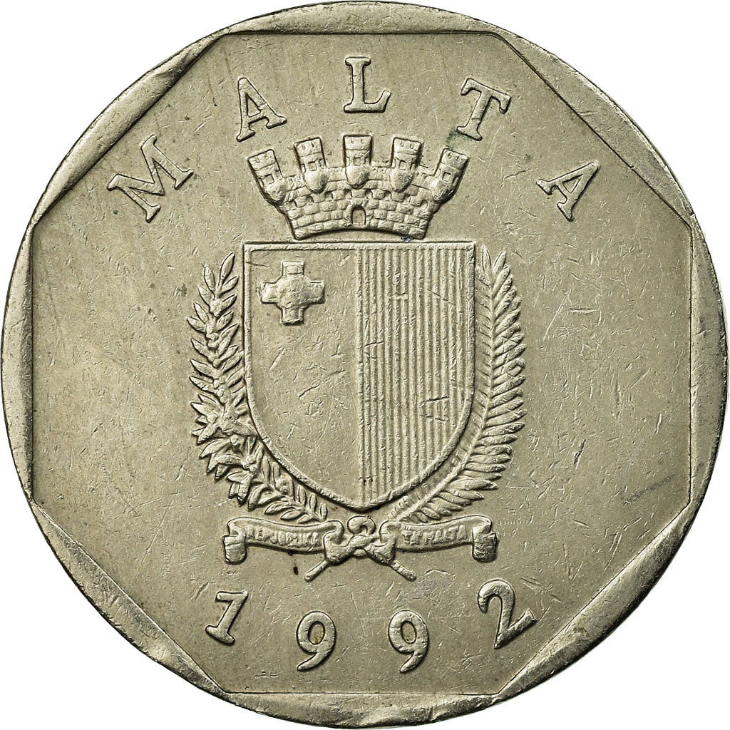 Coin, Malta, 50 Cents, 1992, EF(40-45), Copper-nickel, KM:98