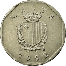 Coin, Malta, 50 Cents, 1992, EF(40-45), Copper-nickel, KM:98
