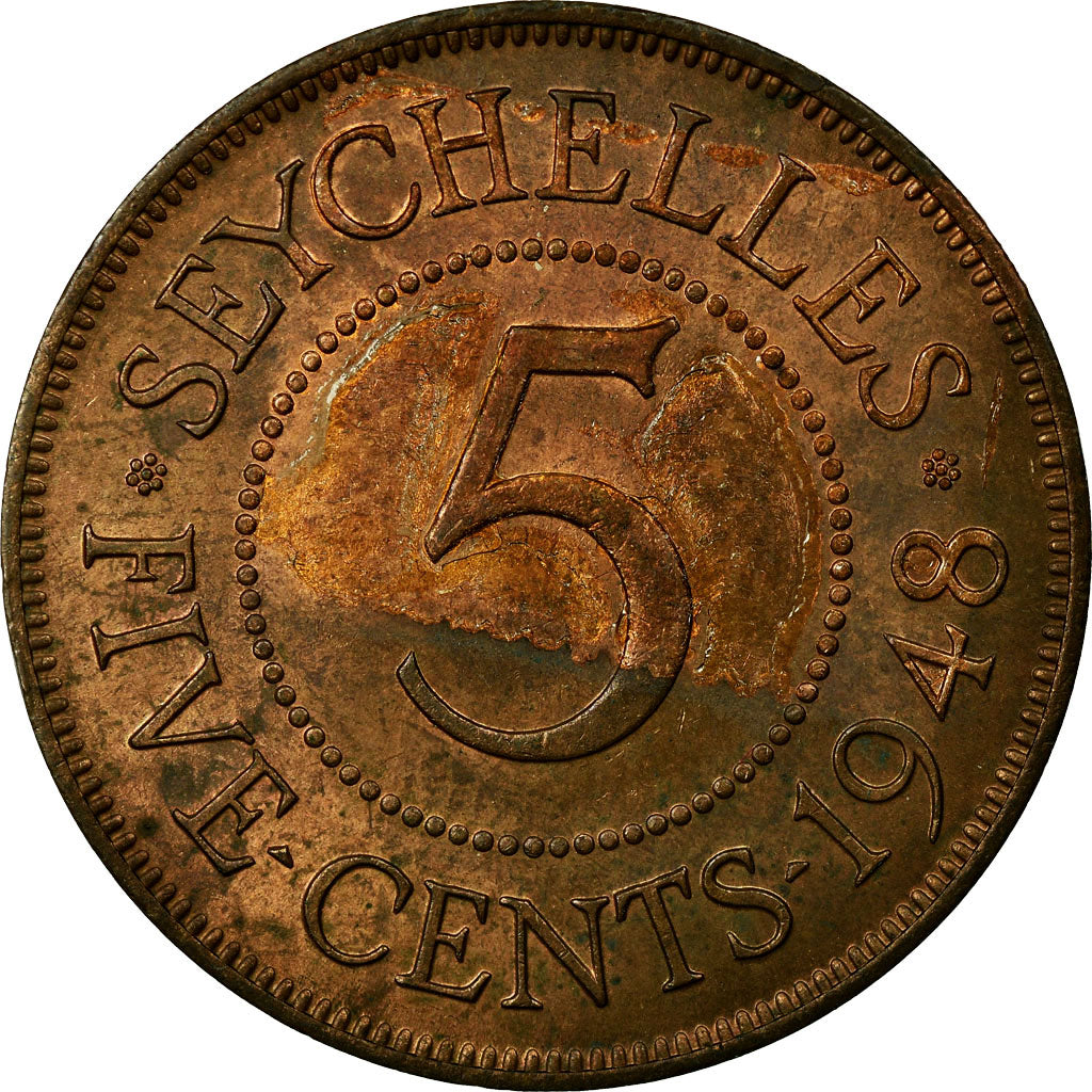Coin, Seychelles, 5 Cents, 1948, EF(40-45), Bronze, KM:7