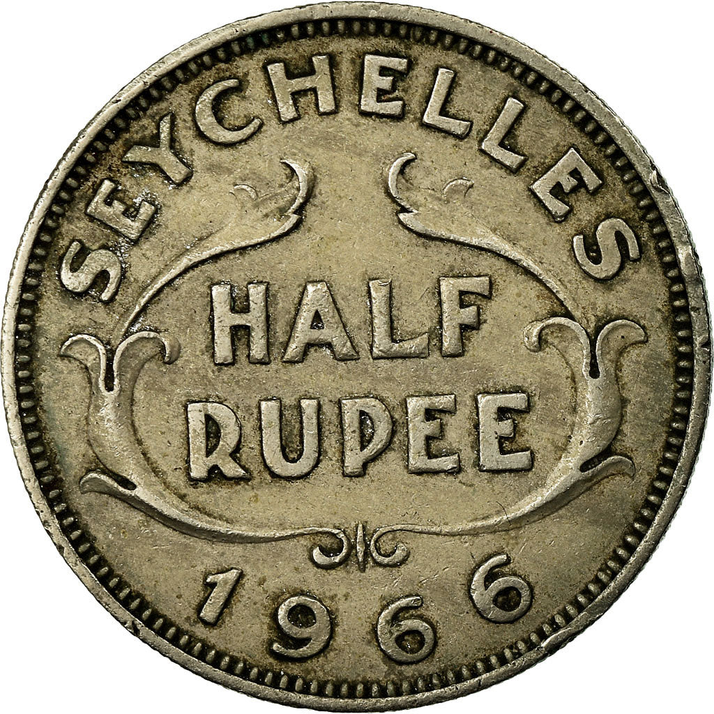 Coin, Seychelles, 1/2 Rupee, 1966, EF(40-45), Copper-nickel, KM:12