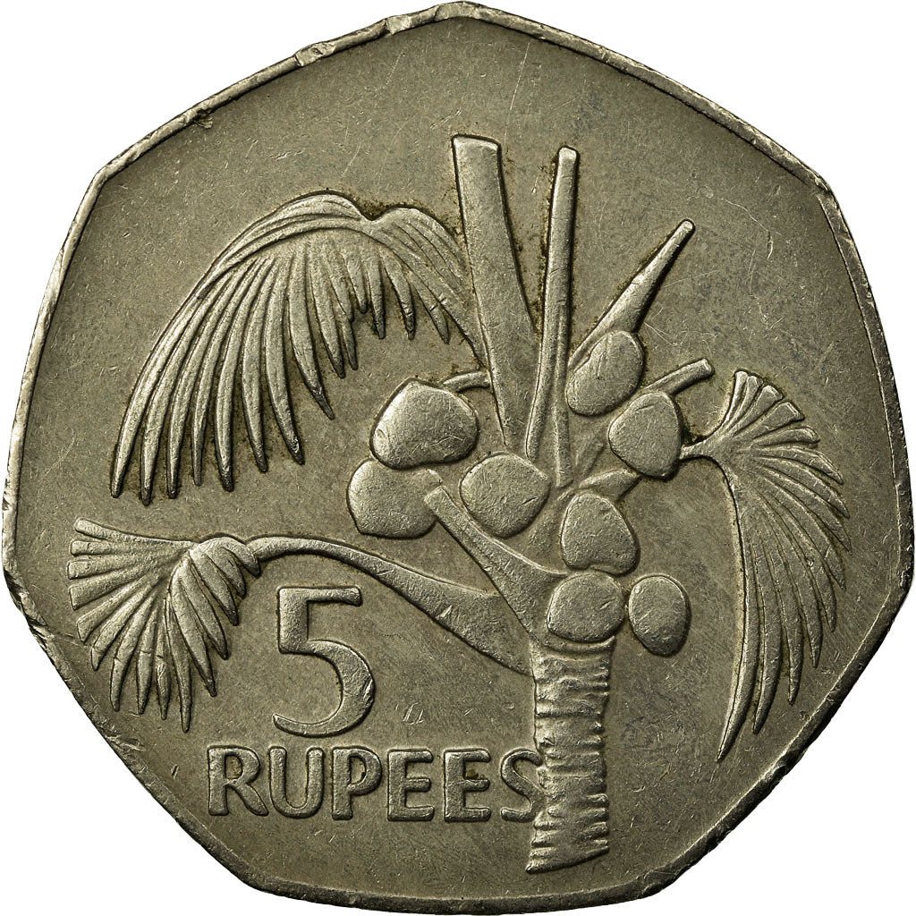 Coin, Seychelles, 5 Rupees, 1977, British Royal Mint, EF(40-45), Copper-nickel