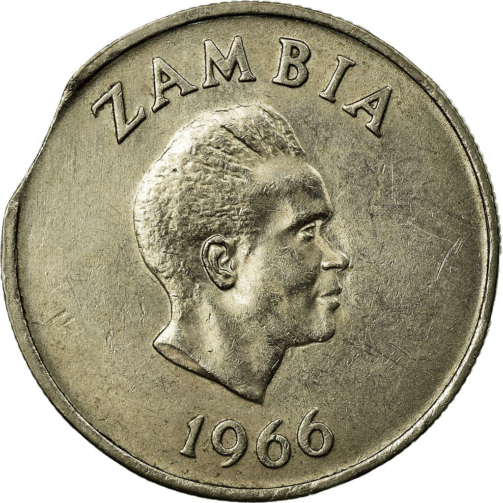 Coin, Zambia, 6 Pence, 1966, British Royal Mint, EF(40-45), Copper-Nickel-Zinc