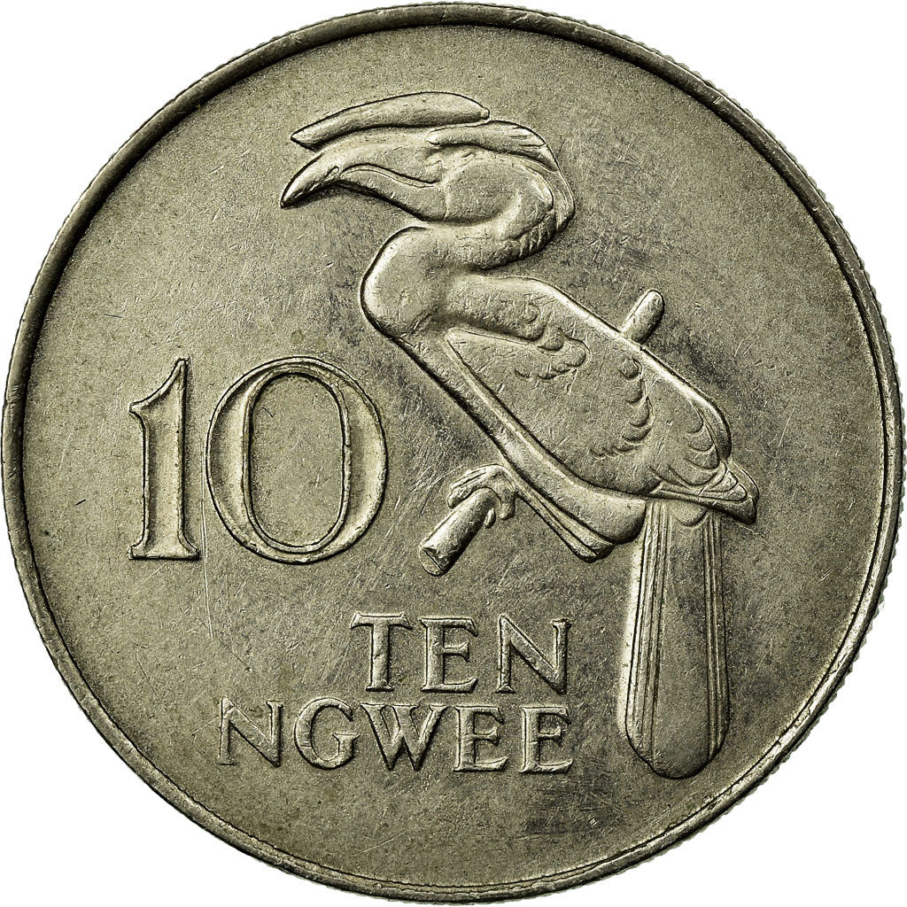 Coin, Zambia, 10 Ngwee, 1982, British Royal Mint, EF(40-45), Copper-Nickel-Zinc
