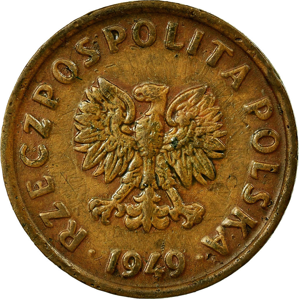 Coin, Poland, 5 Groszy, 1949, Basel, VF(30-35), Bronze, KM:41