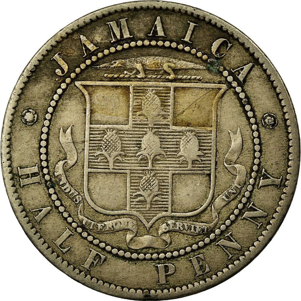 Munten, Jamaica, Victoria, 1/2 Penny, 1869, Heaton, FR+, Copper-nickel, KM:16