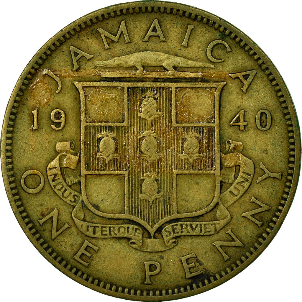 Moneda, Jamaica, George VI, Penny, 1940, MBC, Níquel - latón, KM:32