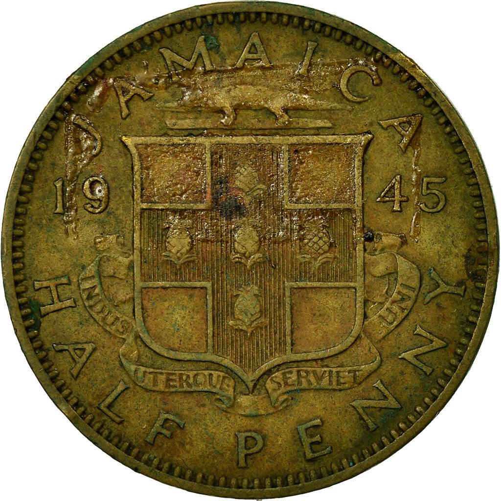 Coin, Jamaica, George VI, 1/2 Penny, 1945, EF(40-45), Nickel-brass, KM:31
