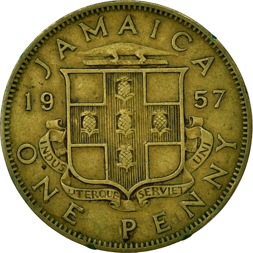 Coin, Jamaica, Elizabeth II, Penny, 1957, VF(30-35), Nickel-brass, KM:37