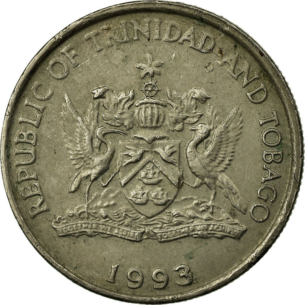 Moneda, TRINIDAD & TOBAGO, 25 Cents, 1993, MBC, Cobre - níquel, KM:32