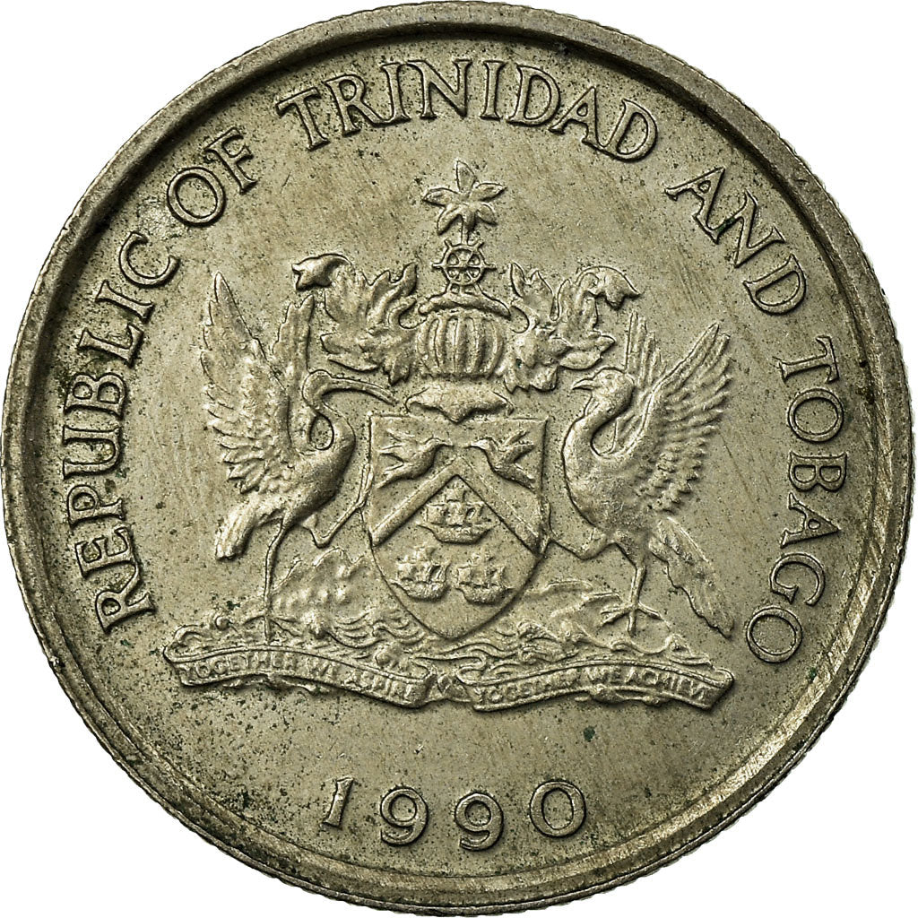 Coin, TRINIDAD & TOBAGO, 10 Cents, 1990, EF(40-45), Copper-nickel, KM:31