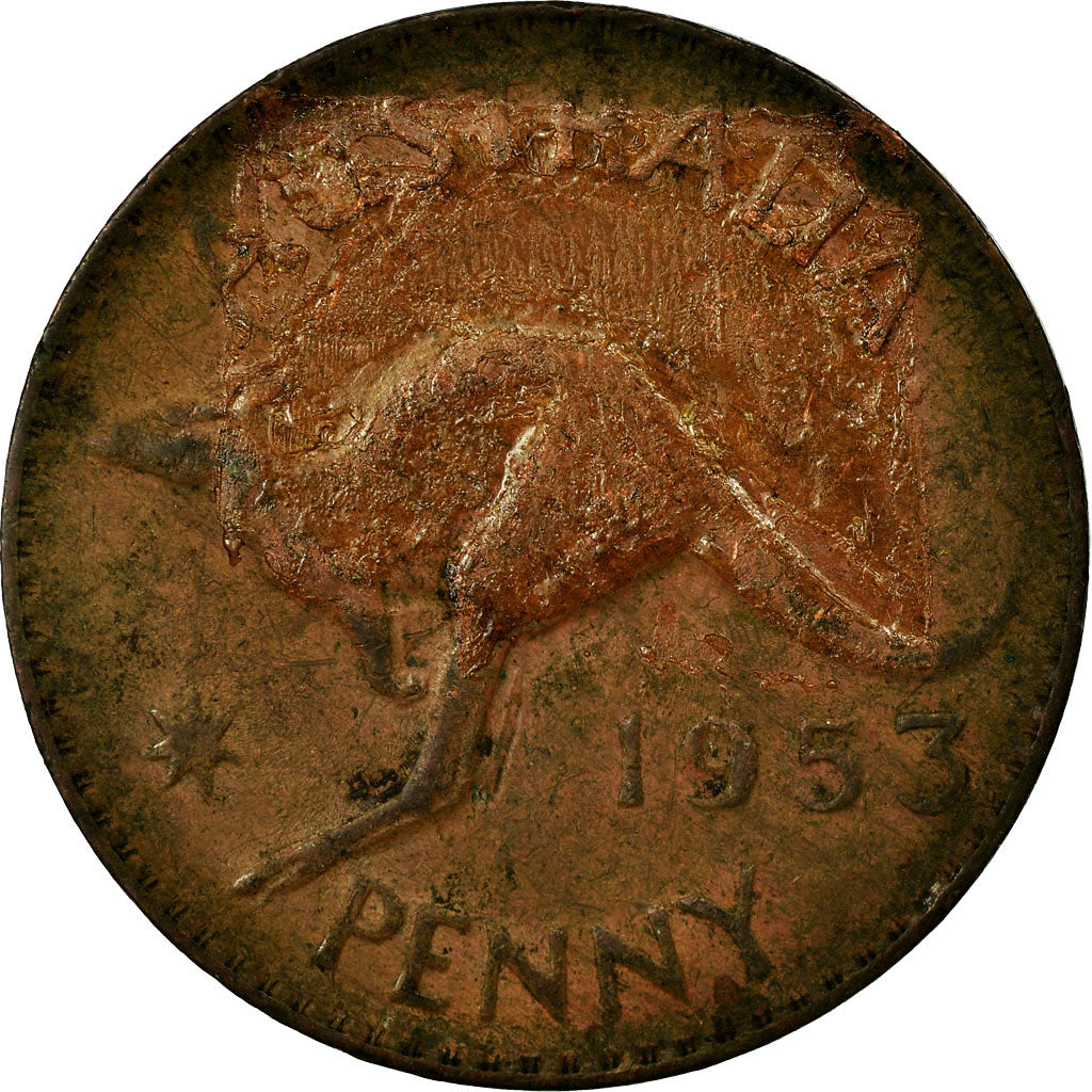 Monnaie, Australie, Elizabeth II, Penny, 1953, TB+, Bronze, KM:50
