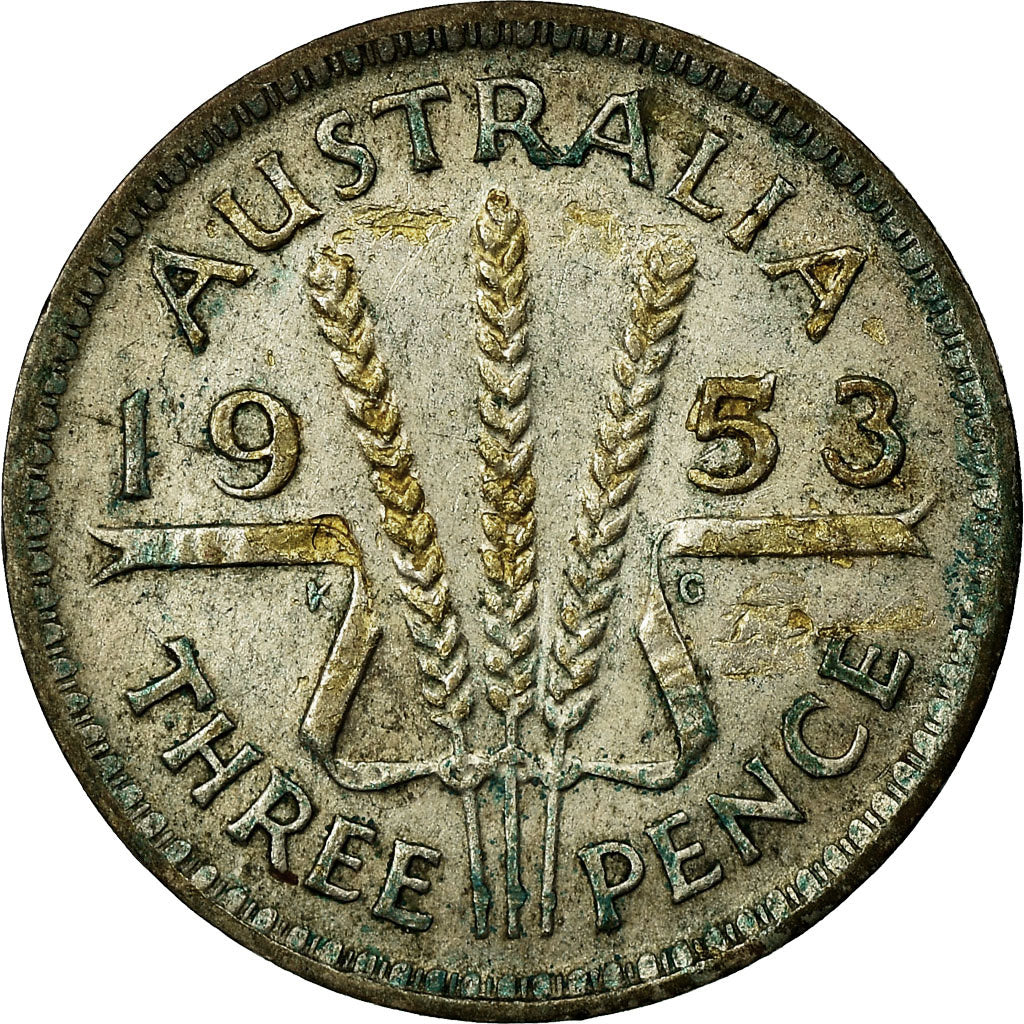 Coin, Australia, Elizabeth II, Threepence, 1953, Melbourne, EF(40-45), Silver