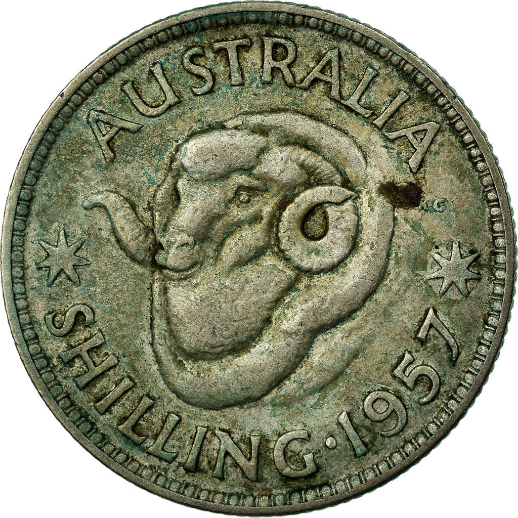 Coin, Australia, Elizabeth II, Shilling, 1957, Melbourne, VF(30-35), Silver