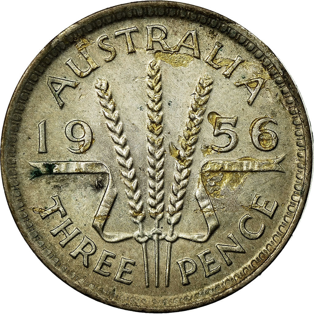 Coin, Australia, Elizabeth II, Threepence, 1956, Melbourne, EF(40-45), Silver