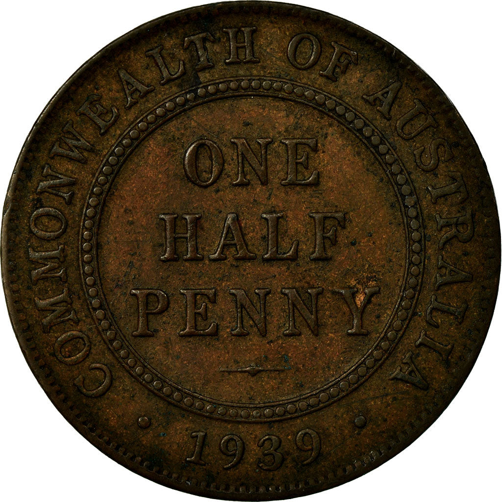 Moneta, Australia, George VI, 1/2 Penny, 1939, Melbourne, MB+, Bronzo, KM:35
