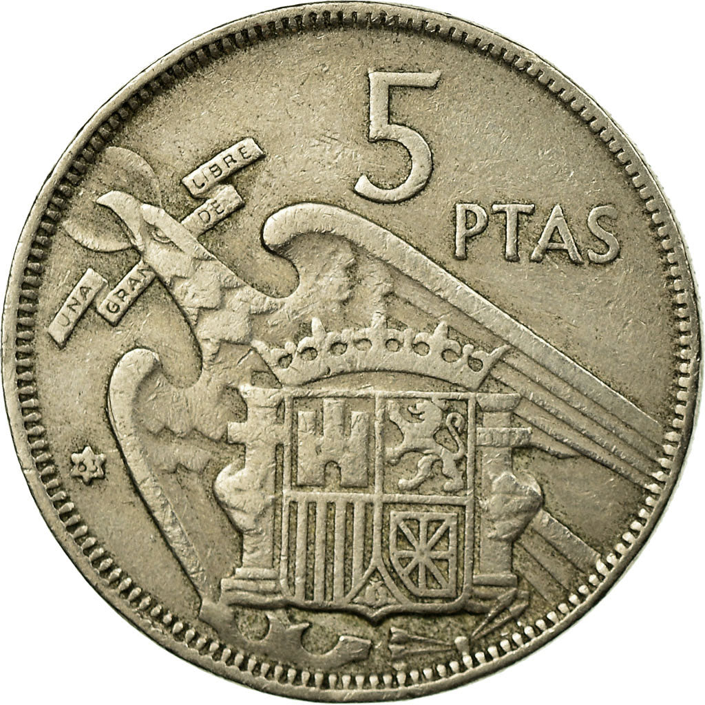 Coin, Spain, Caudillo and regent, 5 Pesetas, 1963, VF(30-35), Copper-nickel