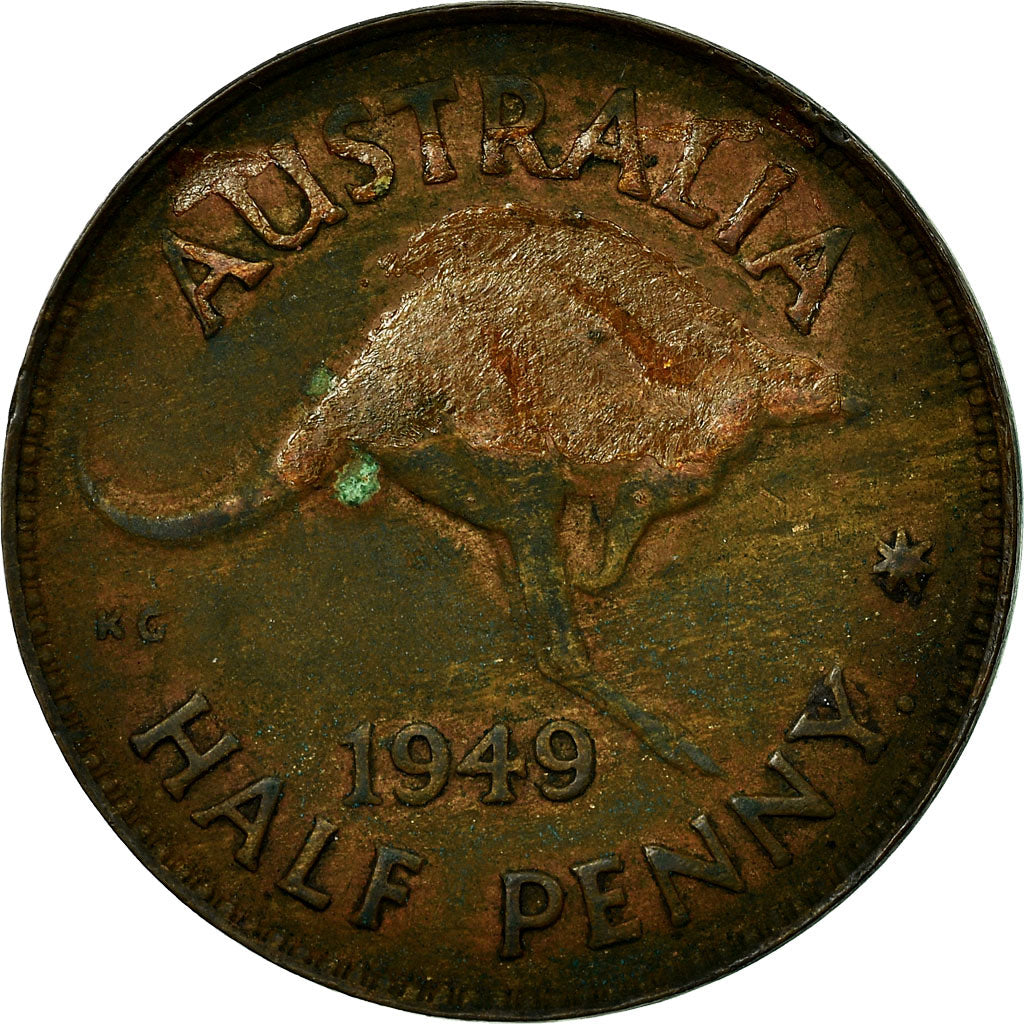 Coin, Australia, George VI, 1/2 Penny, 1949, EF(40-45), Bronze, KM:42