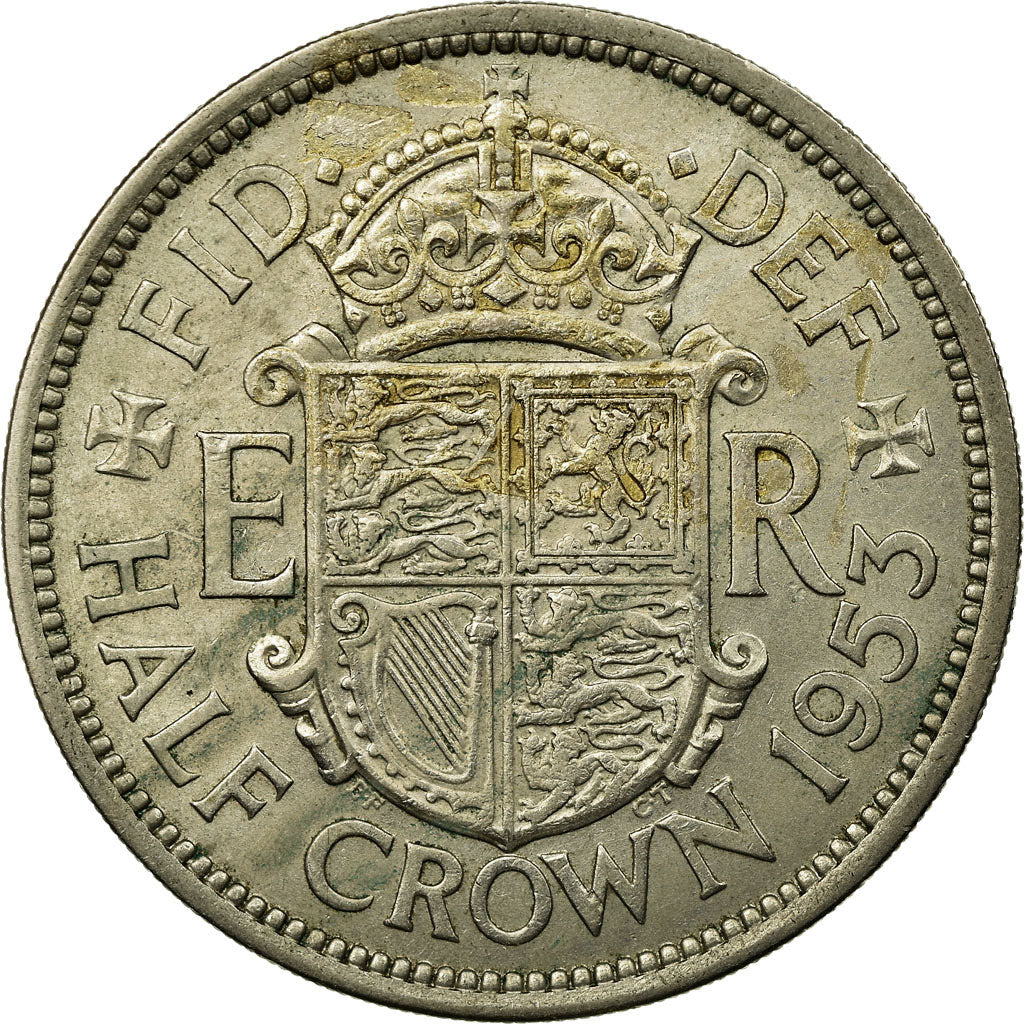 Coin, Great Britain, Elizabeth II, 1/2 Crown, 1953, EF(40-45), Copper-nickel