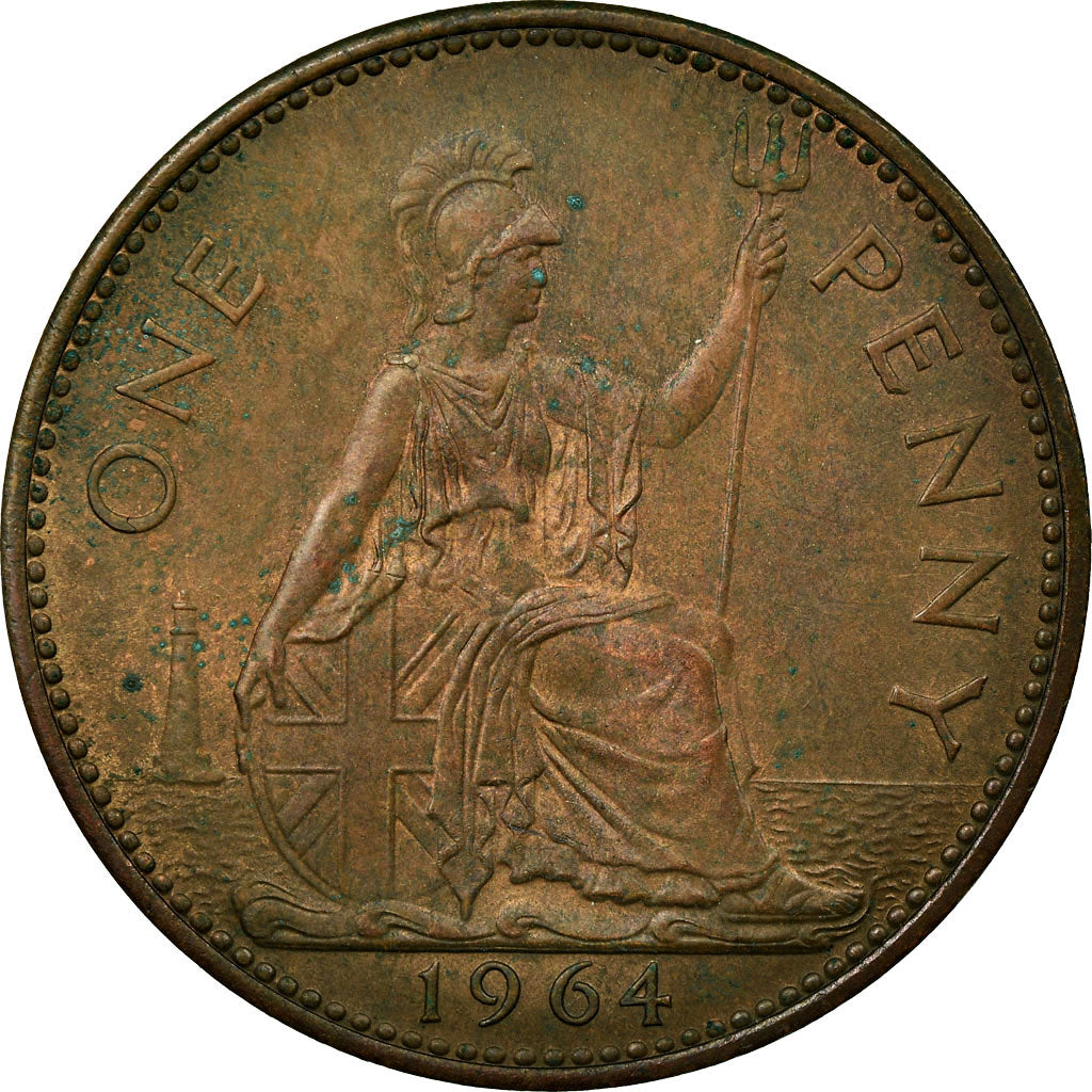 Moneta, Gran Bretagna, Elizabeth II, Penny, 1964, BB, Bronzo, KM:897