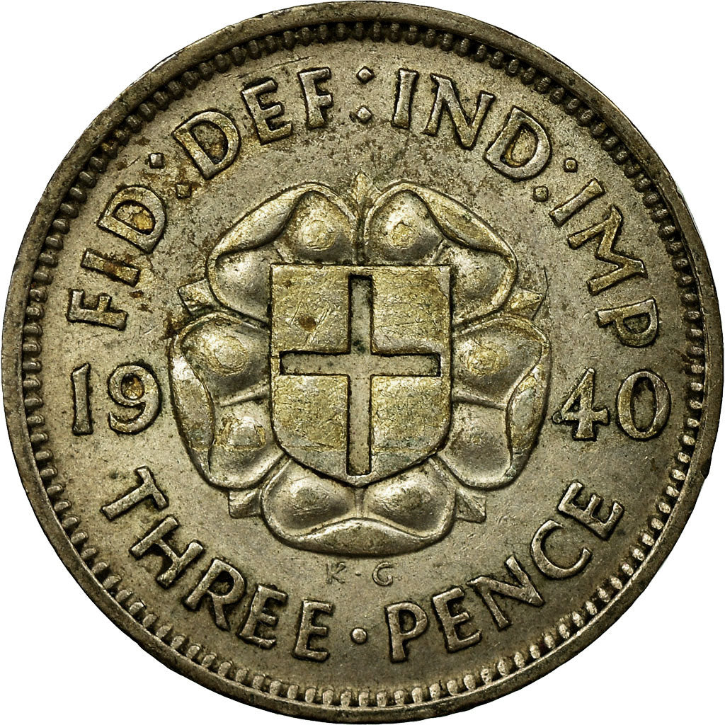 Coin, Great Britain, George VI, 3 Pence, 1940, EF(40-45), Silver, KM:848