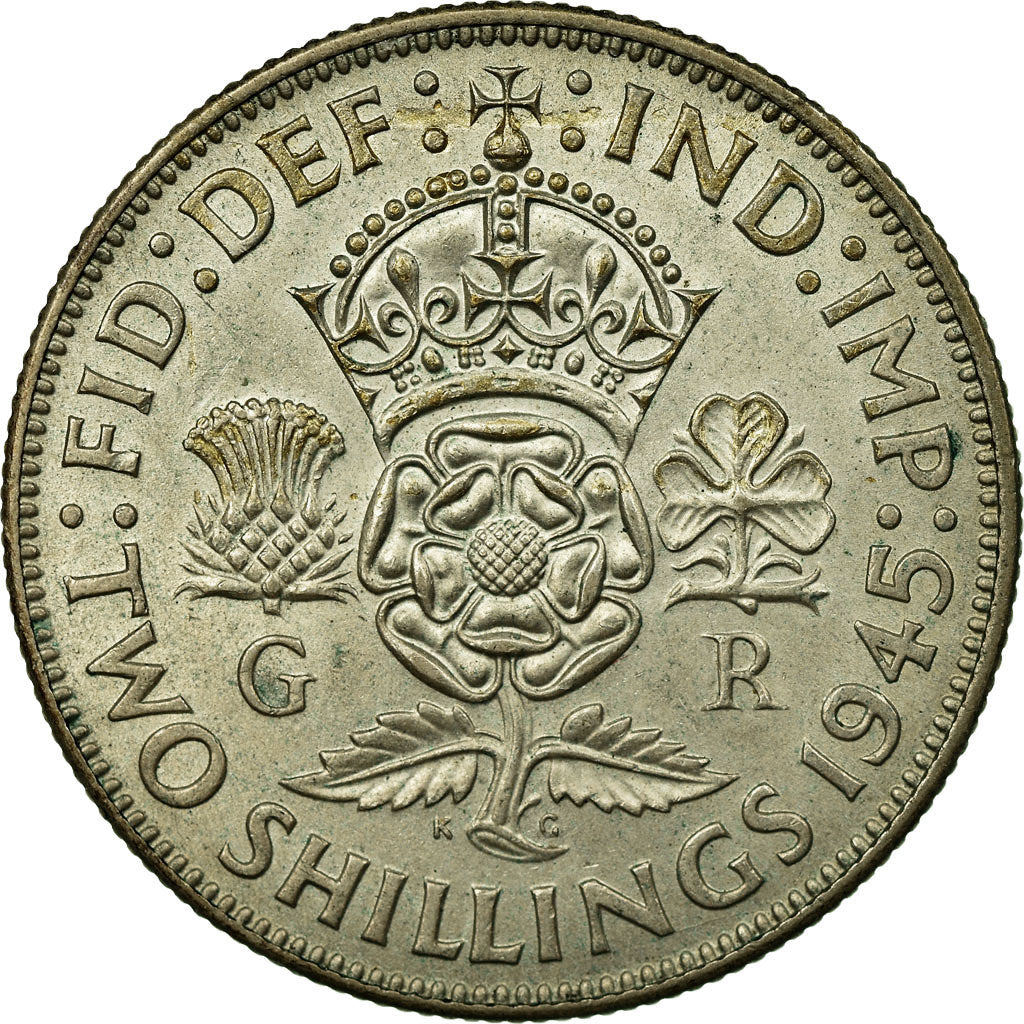 Coin, Great Britain, George VI, Florin, Two Shillings, 1945, EF(40-45), Silver