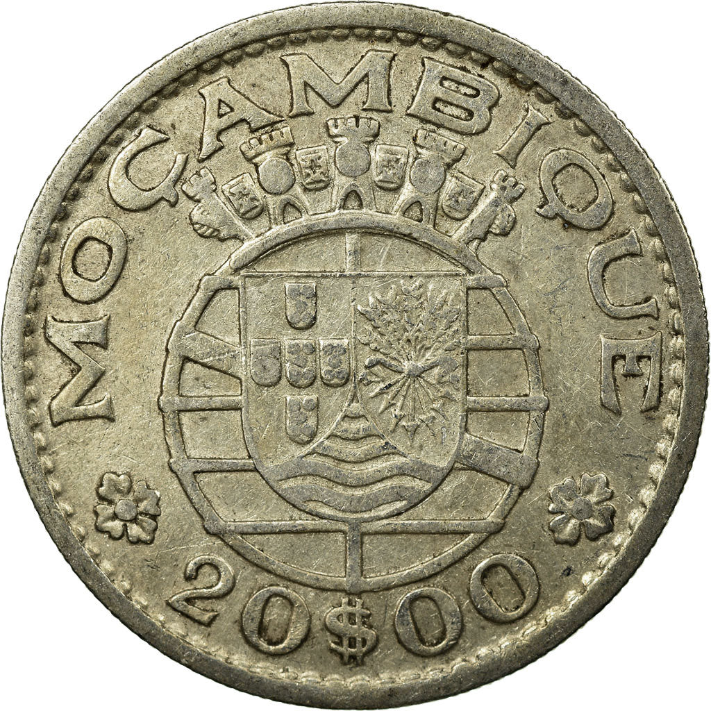 Coin, Mozambique, 20 Escudos, 1952, EF(40-45), Silver, KM:80