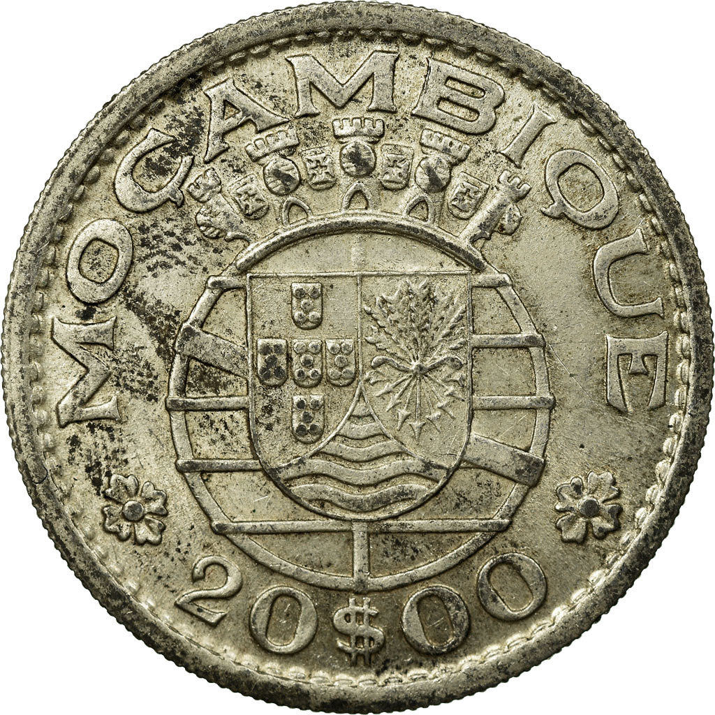Coin, Mozambique, 20 Escudos, 1952, EF(40-45), Silver, KM:80