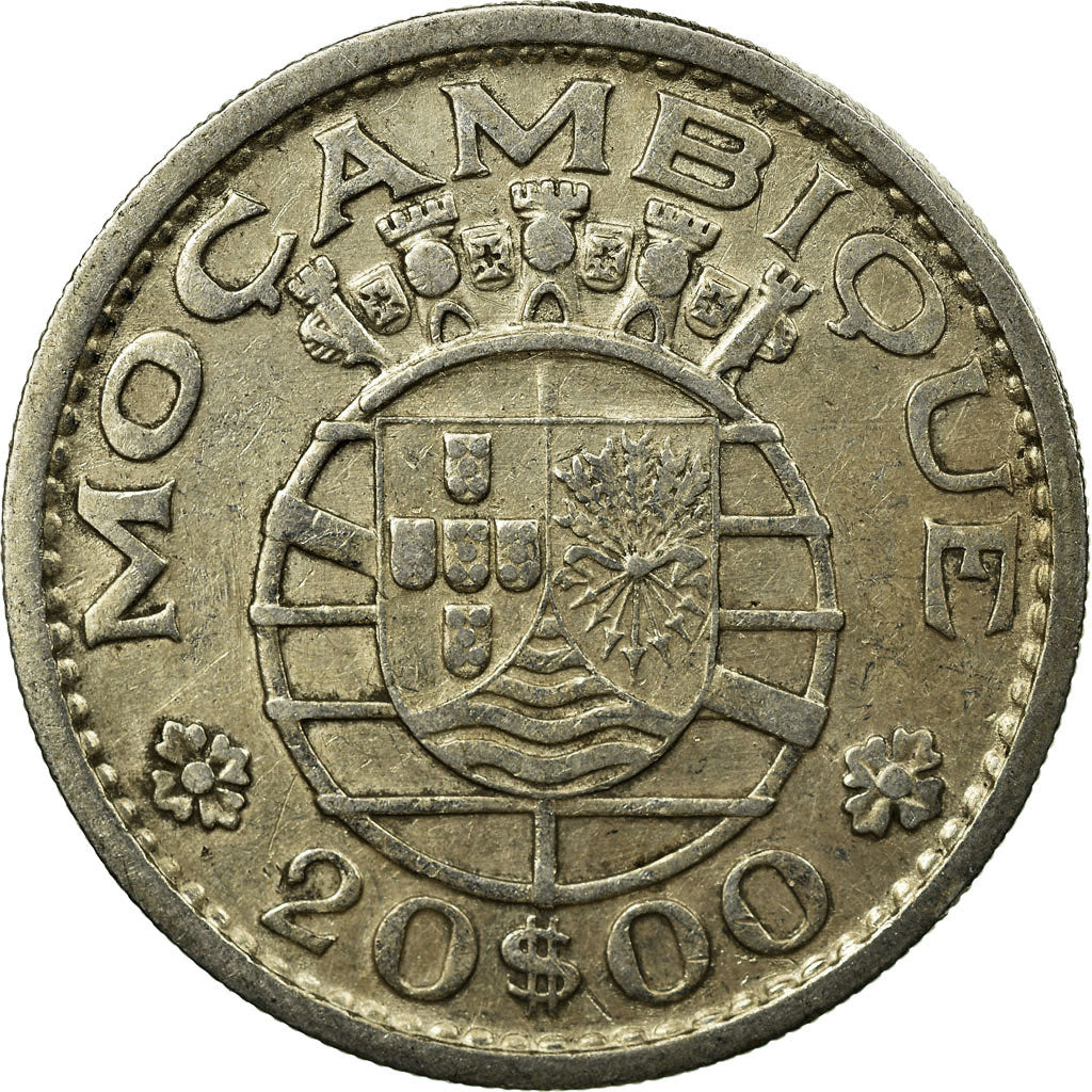 Moneta, Mozambico, 20 Escudos, 1955, BB, Argento, KM:80