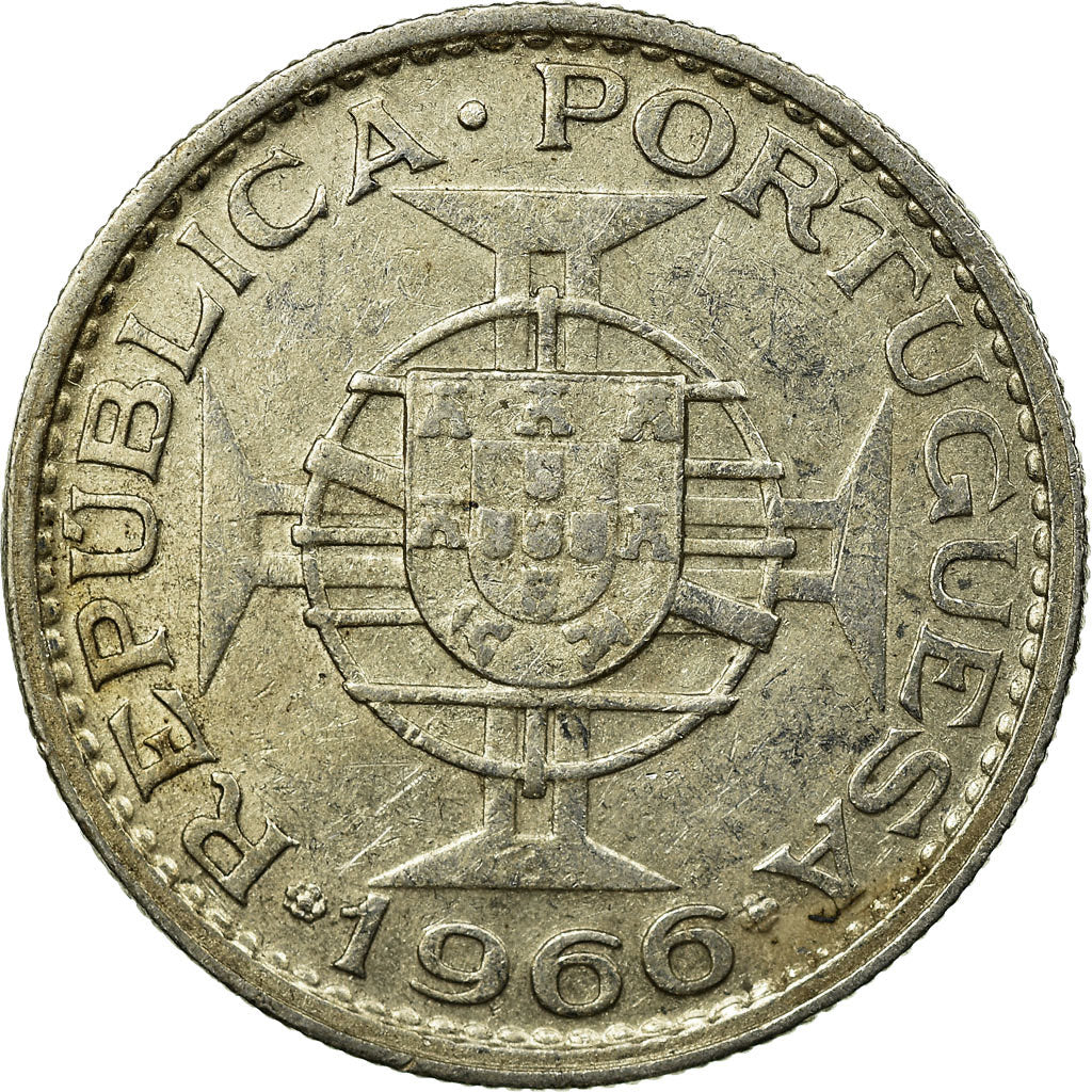 Coin, Mozambique, 10 Escudos, 1966, EF(40-45), Silver, KM:79a