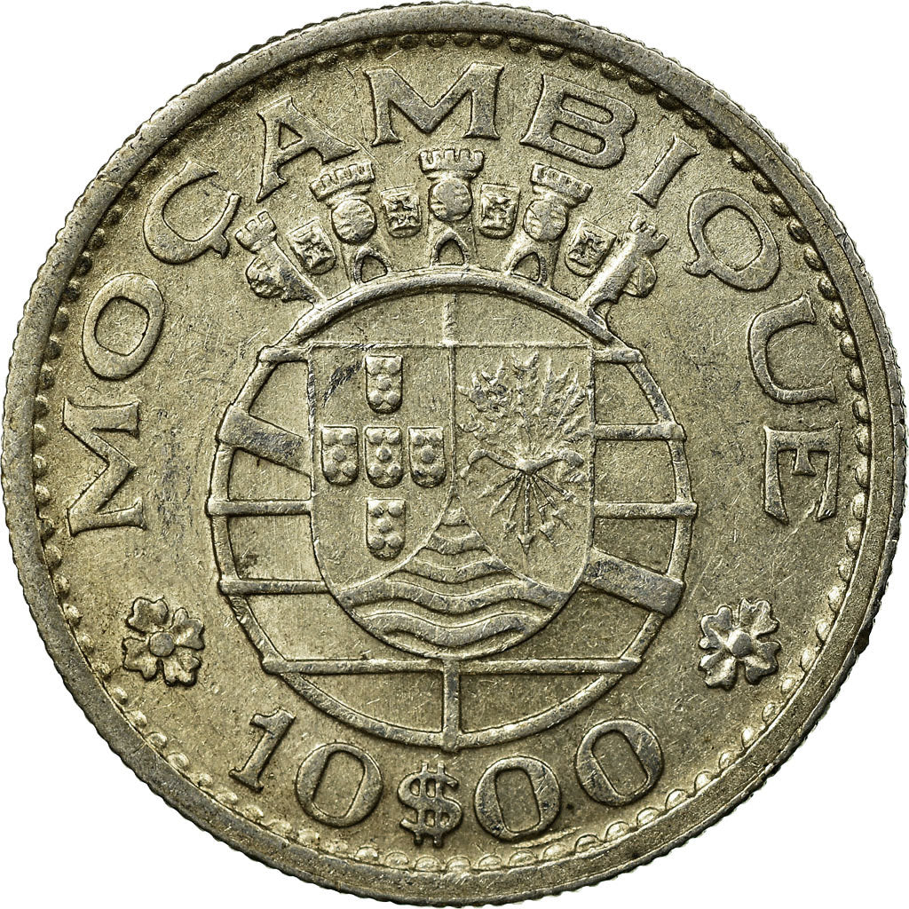 Coin, Mozambique, 10 Escudos, 1966, EF(40-45), Silver, KM:79a