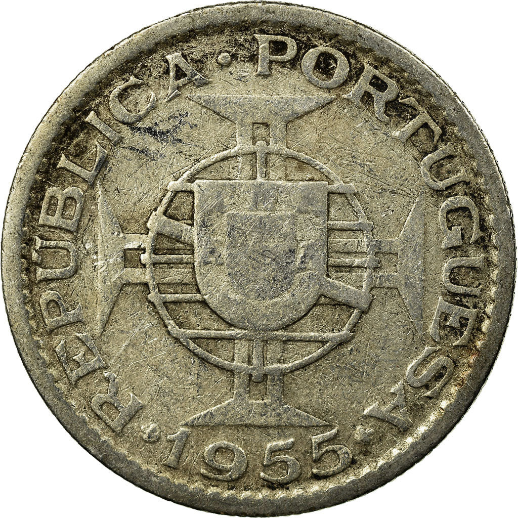 Coin, Mozambique, 10 Escudos, 1955, VF(30-35), Silver, KM:79