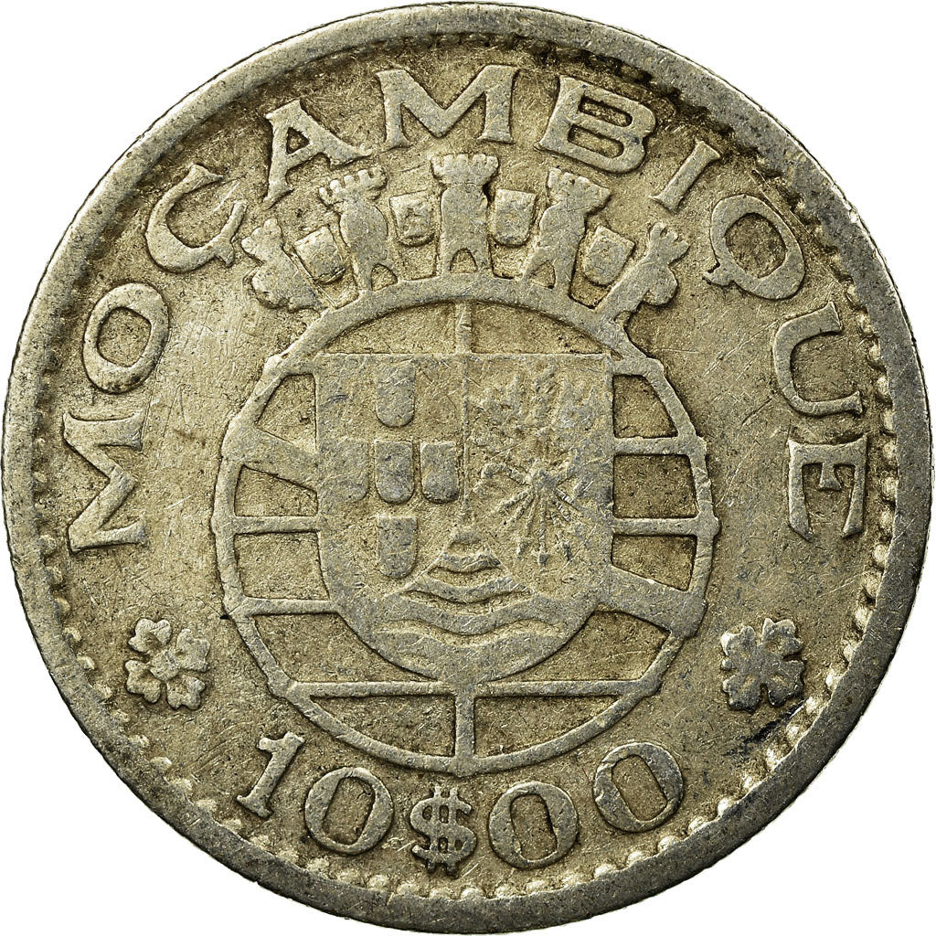 Coin, Mozambique, 10 Escudos, 1955, VF(30-35), Silver, KM:79