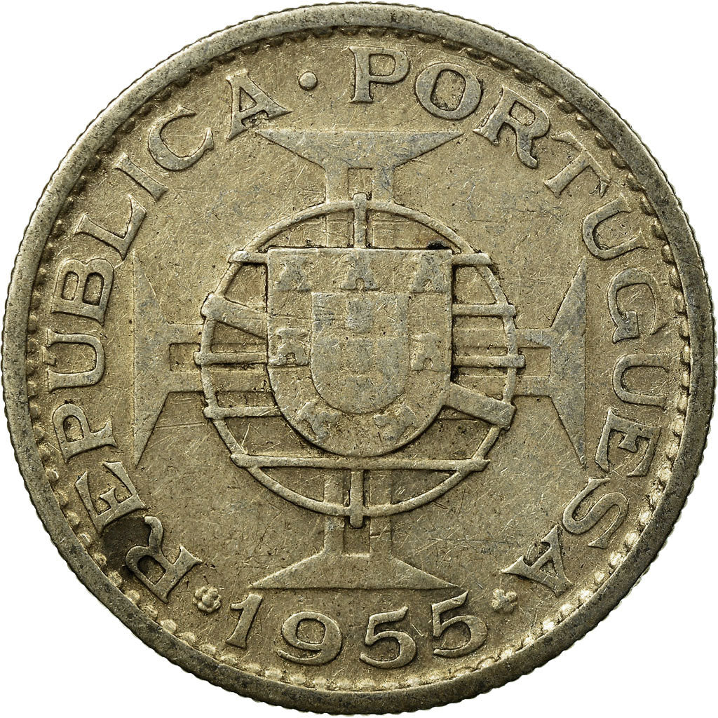 Coin, Mozambique, 10 Escudos, 1955, VF(30-35), Silver, KM:79
