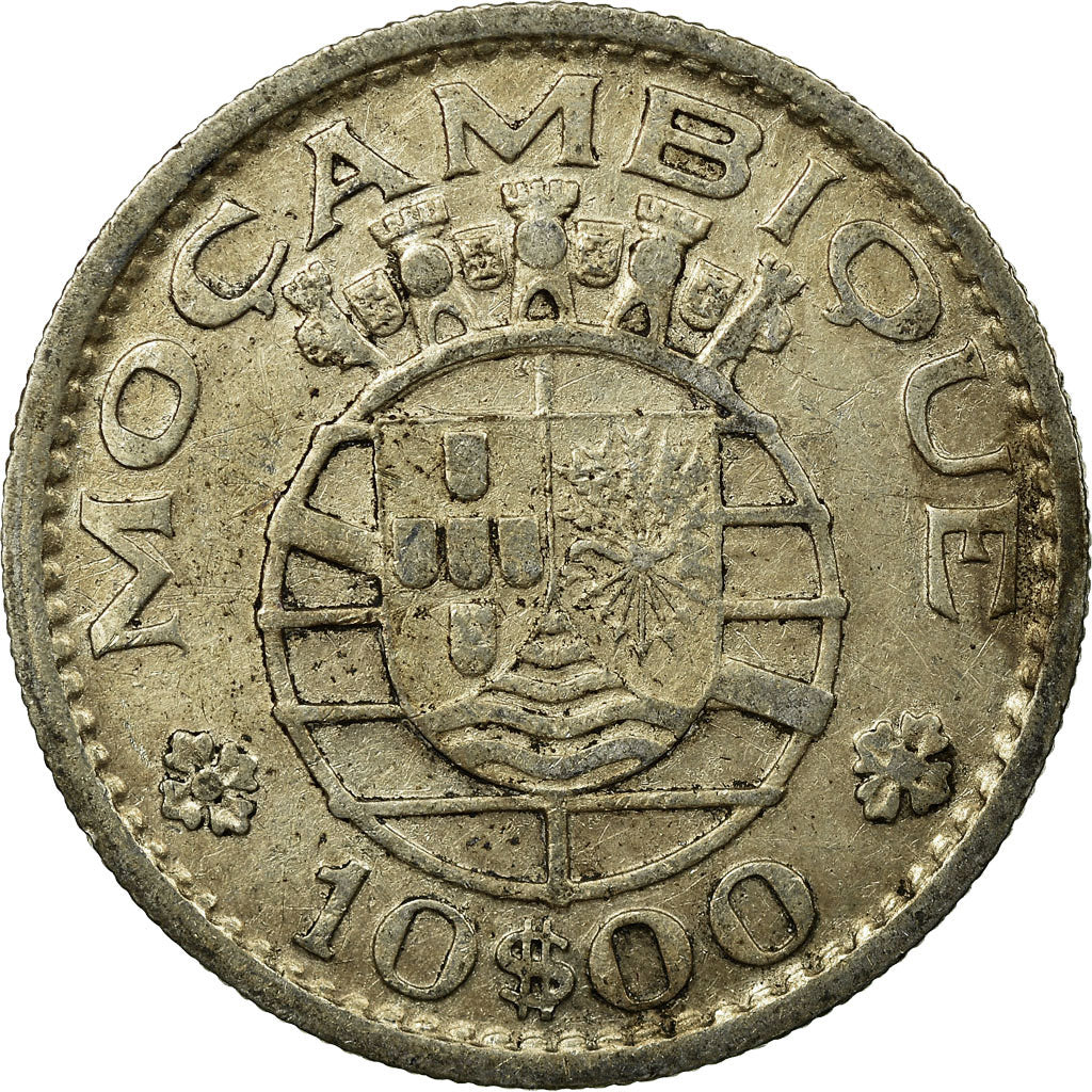 Coin, Mozambique, 10 Escudos, 1955, VF(30-35), Silver, KM:79