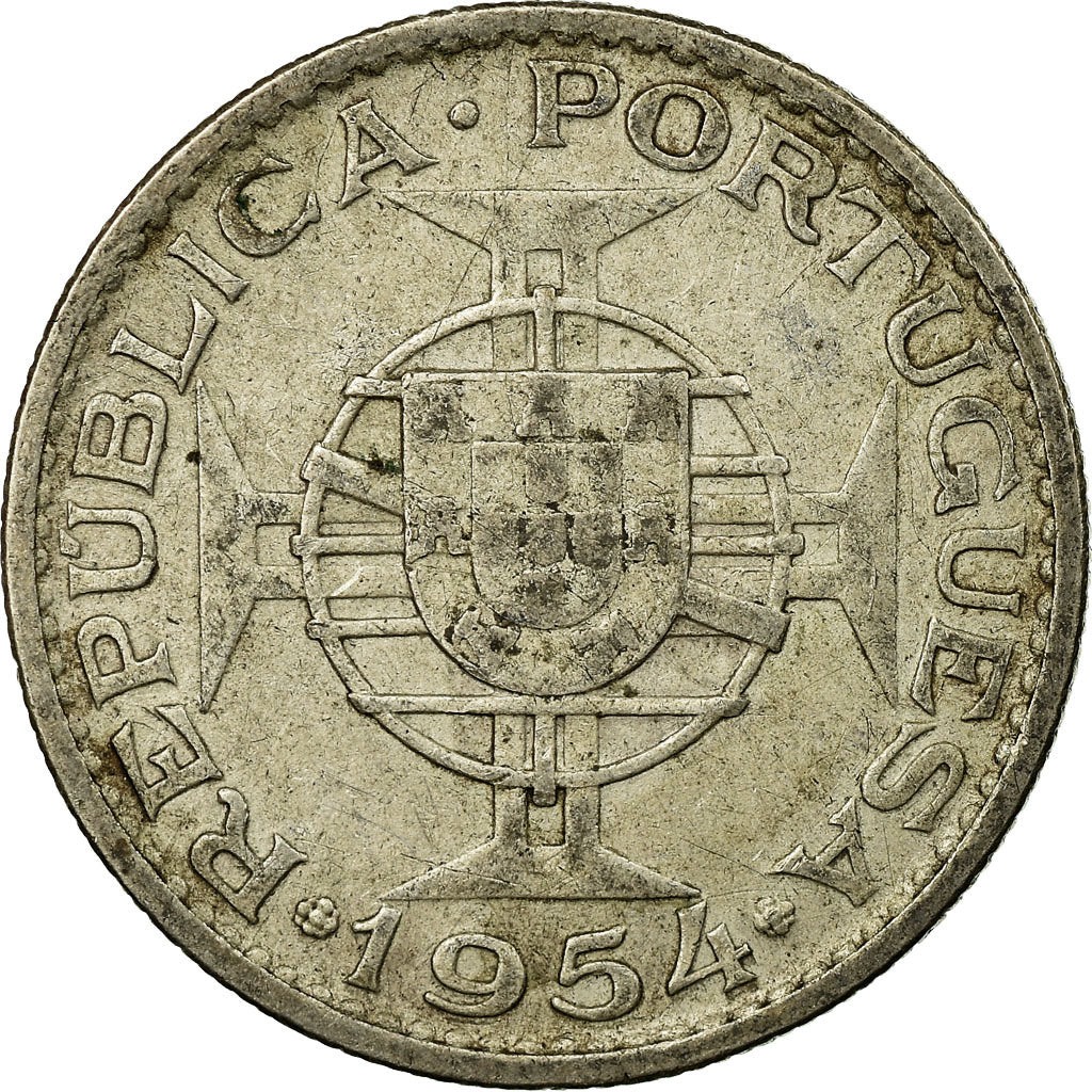 Moneta, Mozambico, 10 Escudos, 1954, MB+, Argento, KM:79