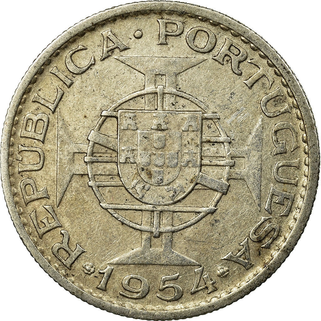 Coin, Mozambique, 10 Escudos, 1954, EF(40-45), Silver, KM:79