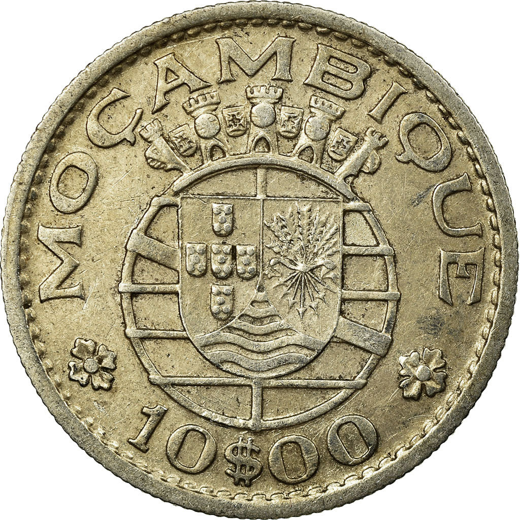 Coin, Mozambique, 10 Escudos, 1954, EF(40-45), Silver, KM:79