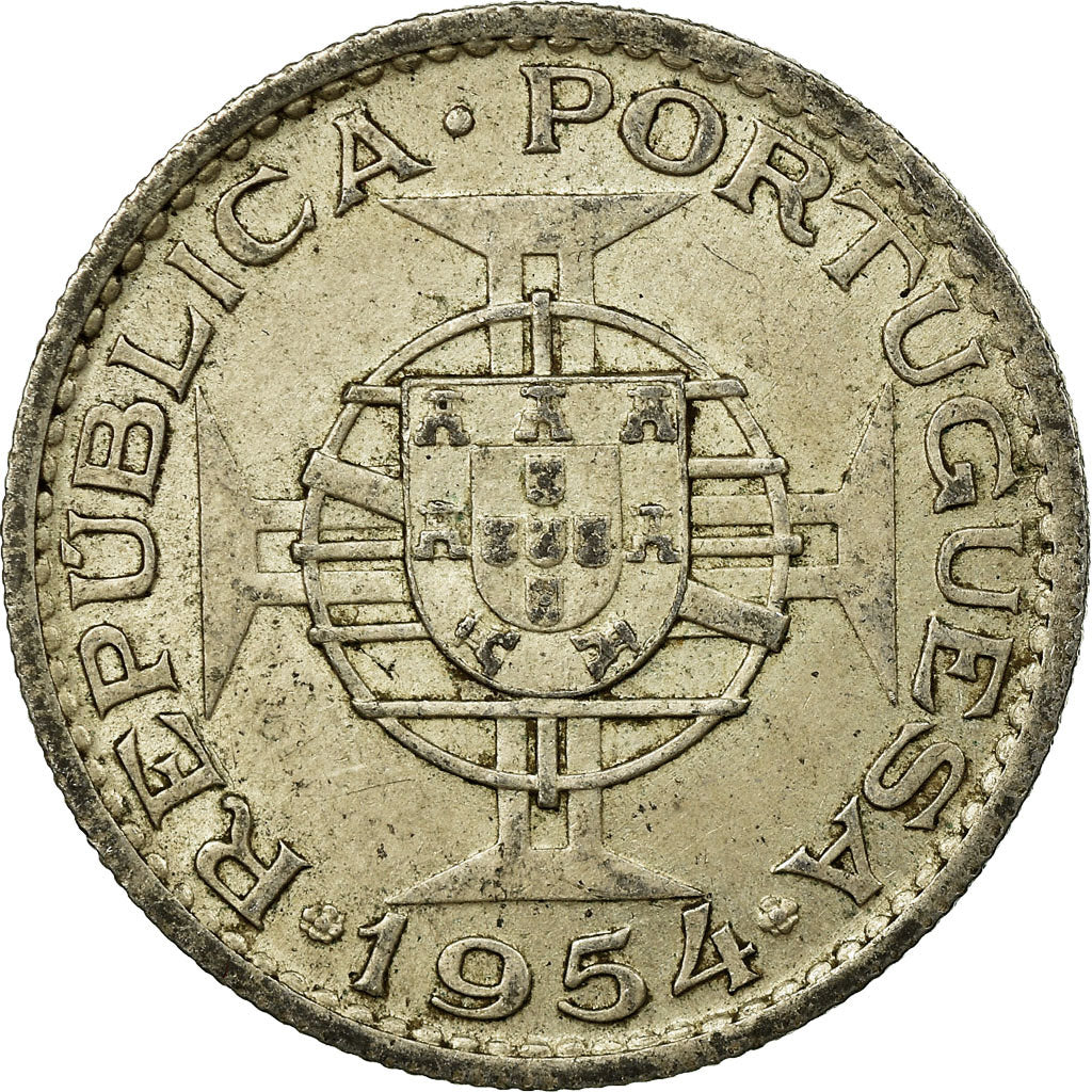 Coin, Mozambique, 10 Escudos, 1954, EF(40-45), Silver, KM:79