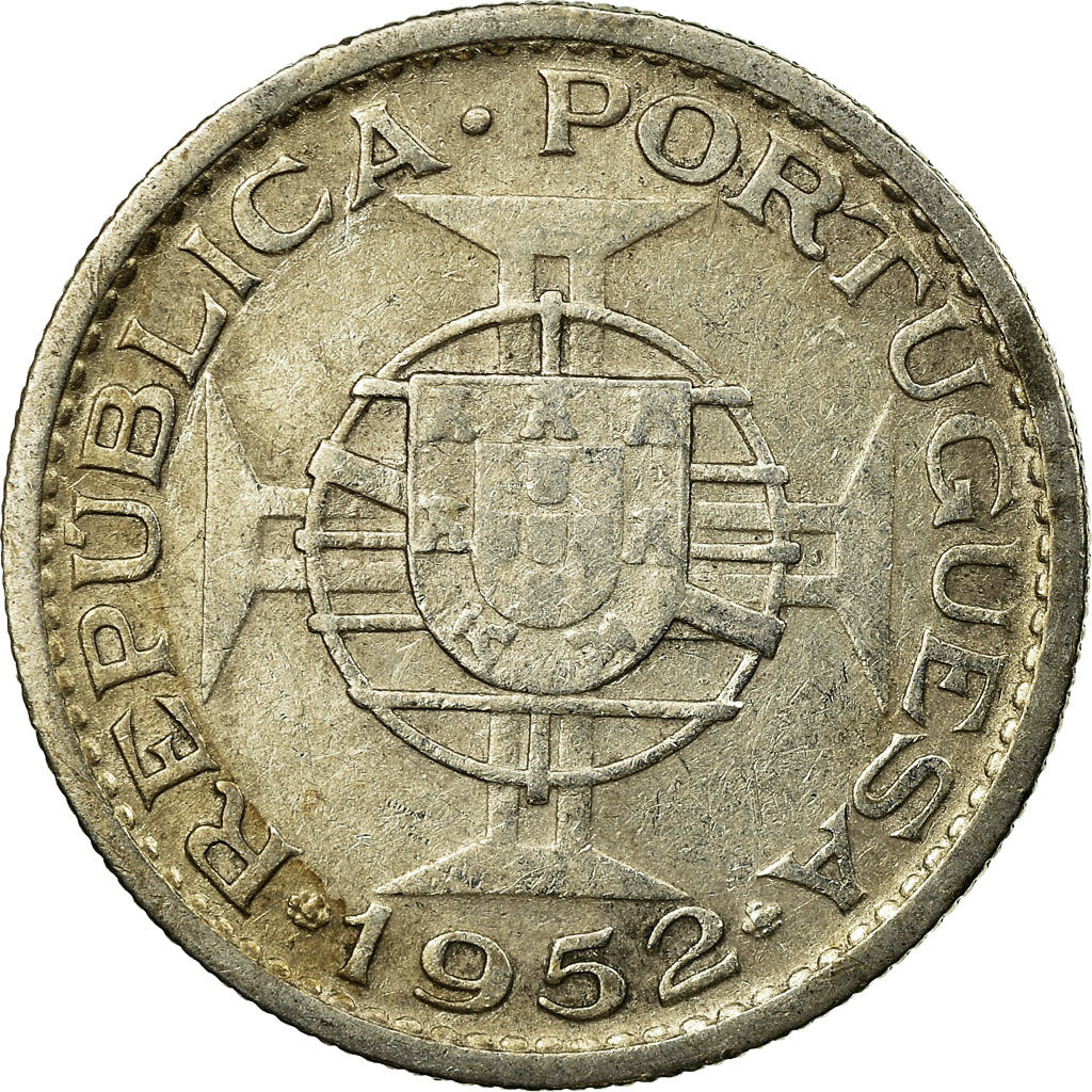 Coin, Mozambique, 10 Escudos, 1952, EF(40-45), Silver, KM:79
