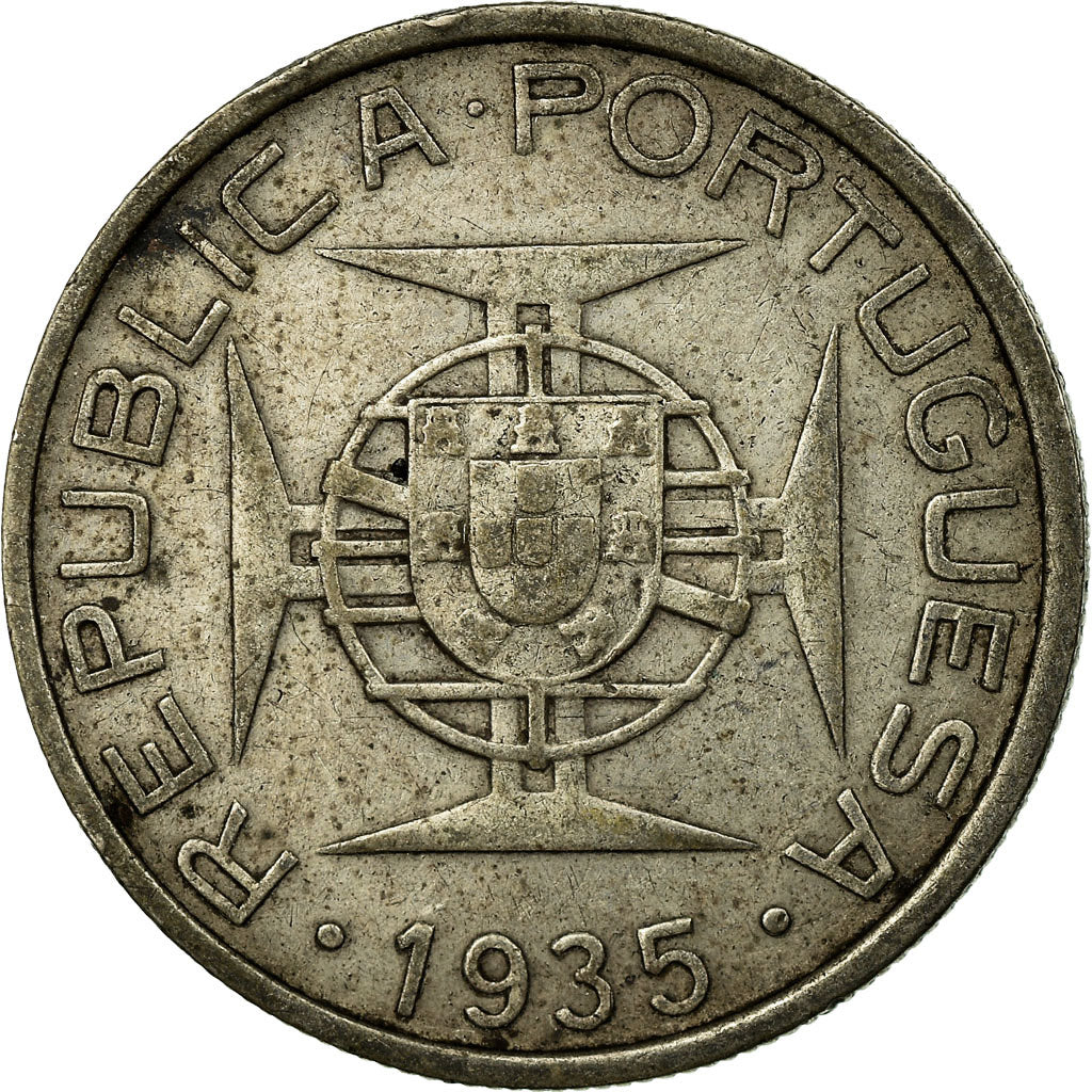 Coin, Mozambique, 5 Escudos, 1935, EF(40-45), Silver, KM:62