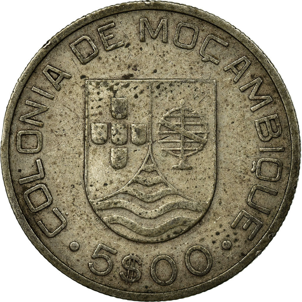 Coin, Mozambique, 5 Escudos, 1935, EF(40-45), Silver, KM:62