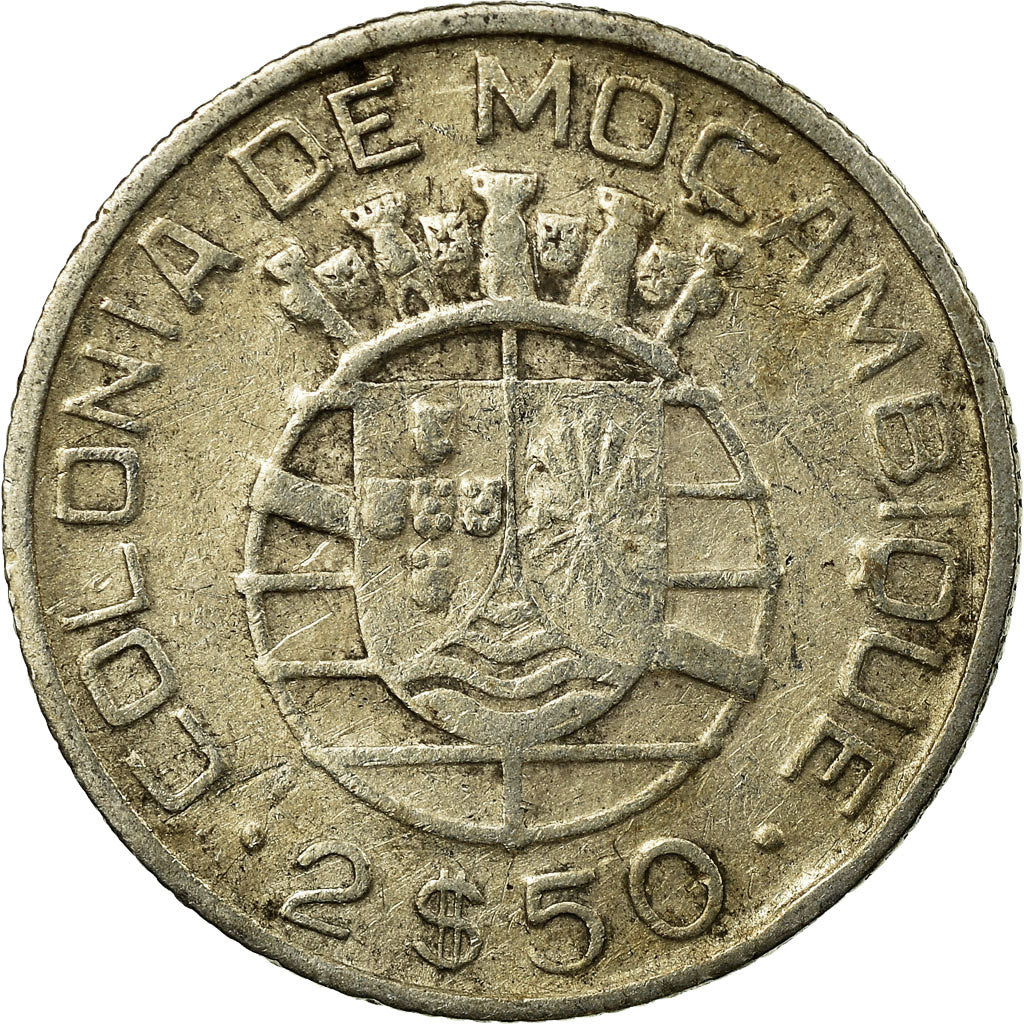 Monnaie, Mozambique, 2-1/2 Escudos, 1938, TB+, Argent, KM:68