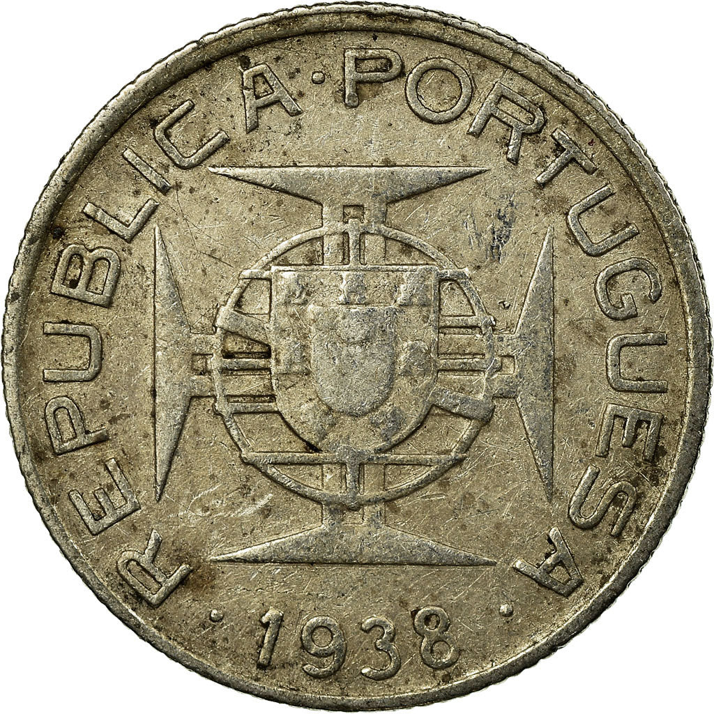 Coin, Mozambique, 2-1/2 Escudos, 1938, VF(30-35), Silver, KM:68