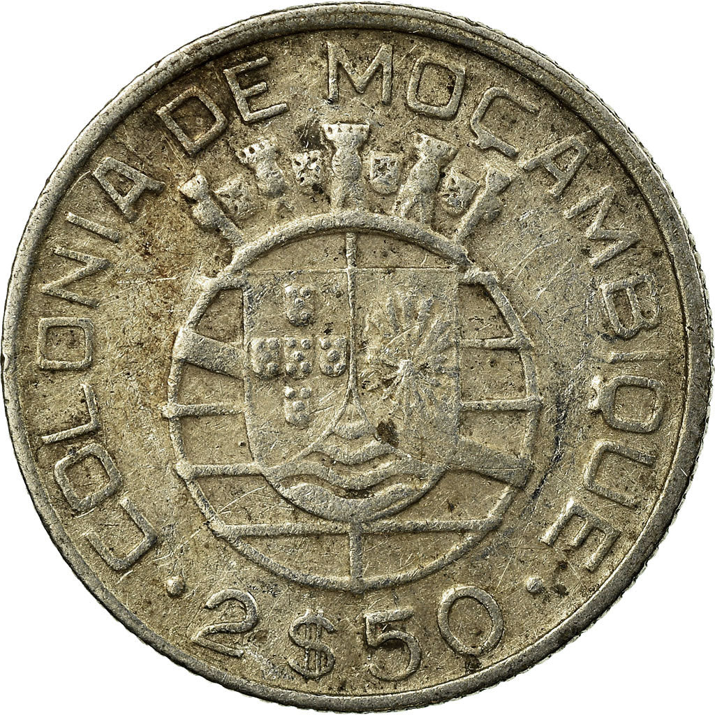 Coin, Mozambique, 2-1/2 Escudos, 1938, VF(30-35), Silver, KM:68