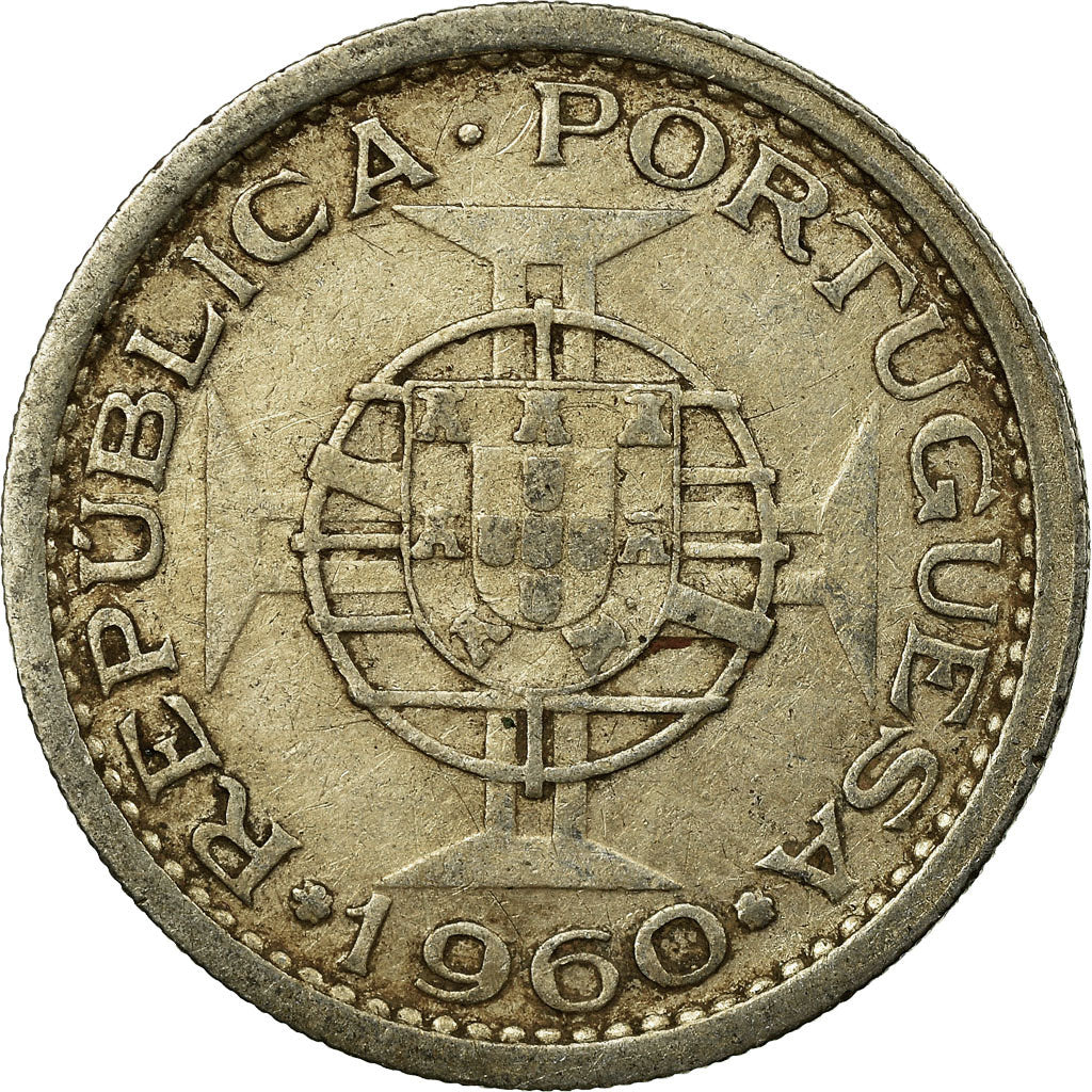 Coin, Mozambique, 5 Escudos, 1960, VF(30-35), Silver, KM:84