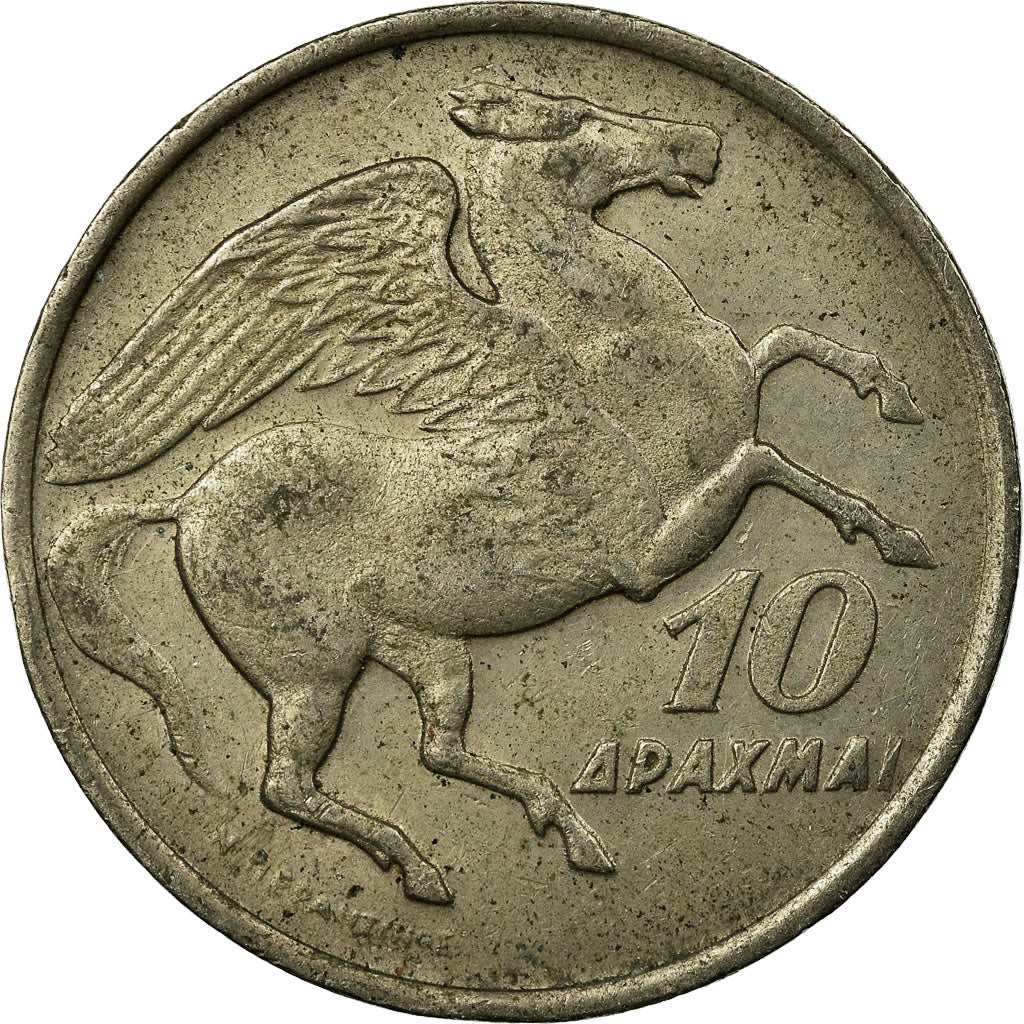 Moneda, Grecia, Constantine II, 10 Drachmai, 1973, MBC, Cobre - níquel, KM:101