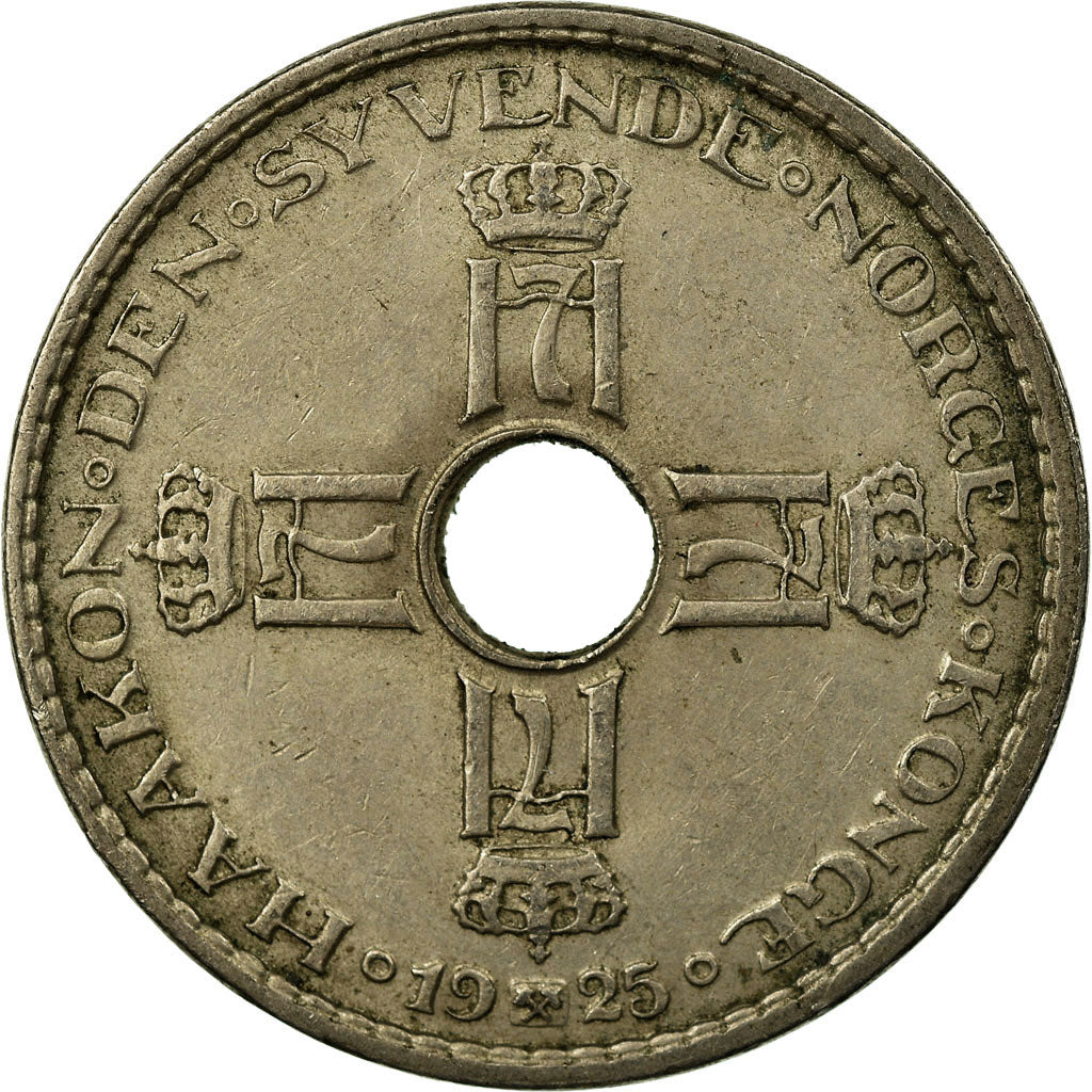 Moneta, Norwegia, Haakon VII, Krone, 1925, EF(40-45), Miedź-Nikiel, KM:385