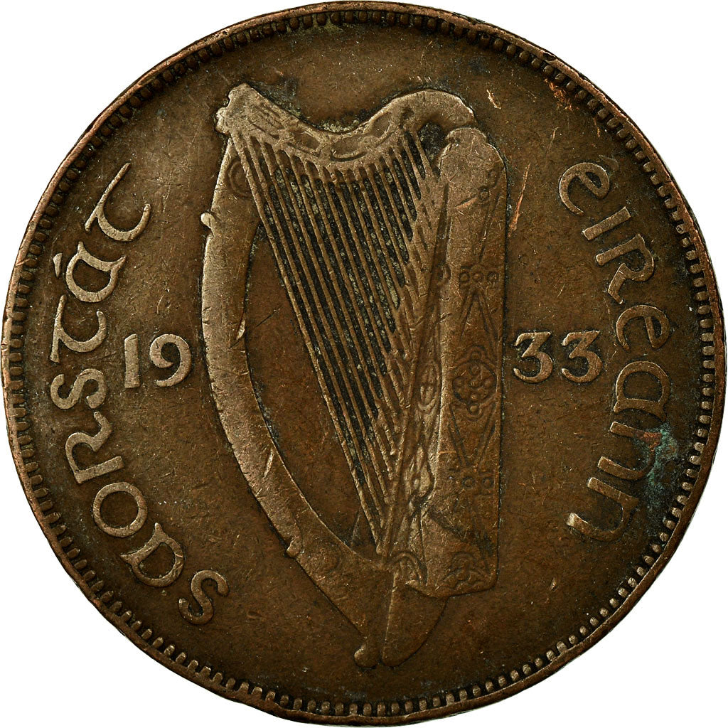 Coin, IRELAND REPUBLIC, Penny, 1933, EF(40-45), Bronze, KM:3