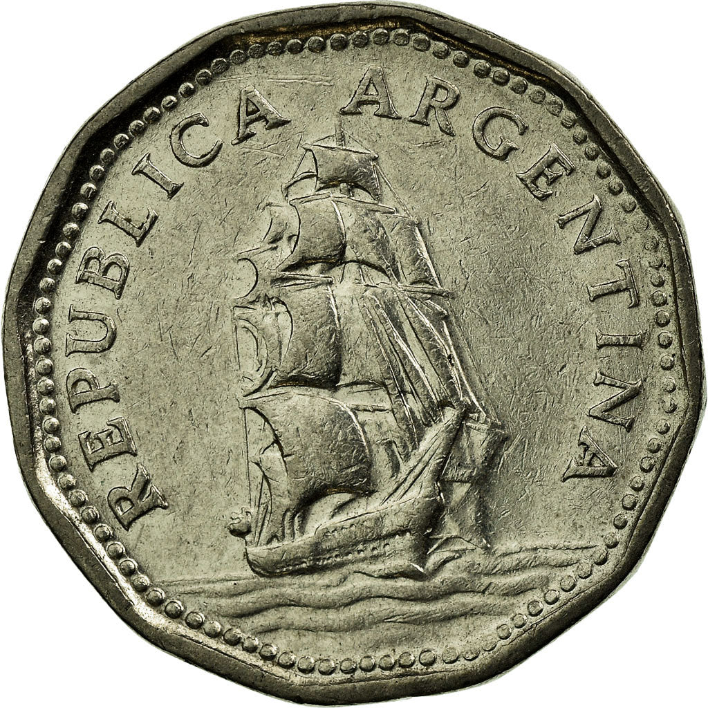 Moneta, Argentina, 5 Pesos, 1963, BB, Acciaio ricoperto in nichel, KM:59
