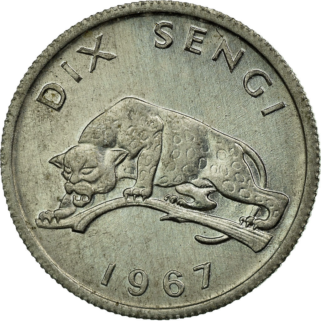 Coin, CONGO, DEMOCRATIC REPUBLIC, 10 Sengis, 1967, EF(40-45), Aluminum, KM:7